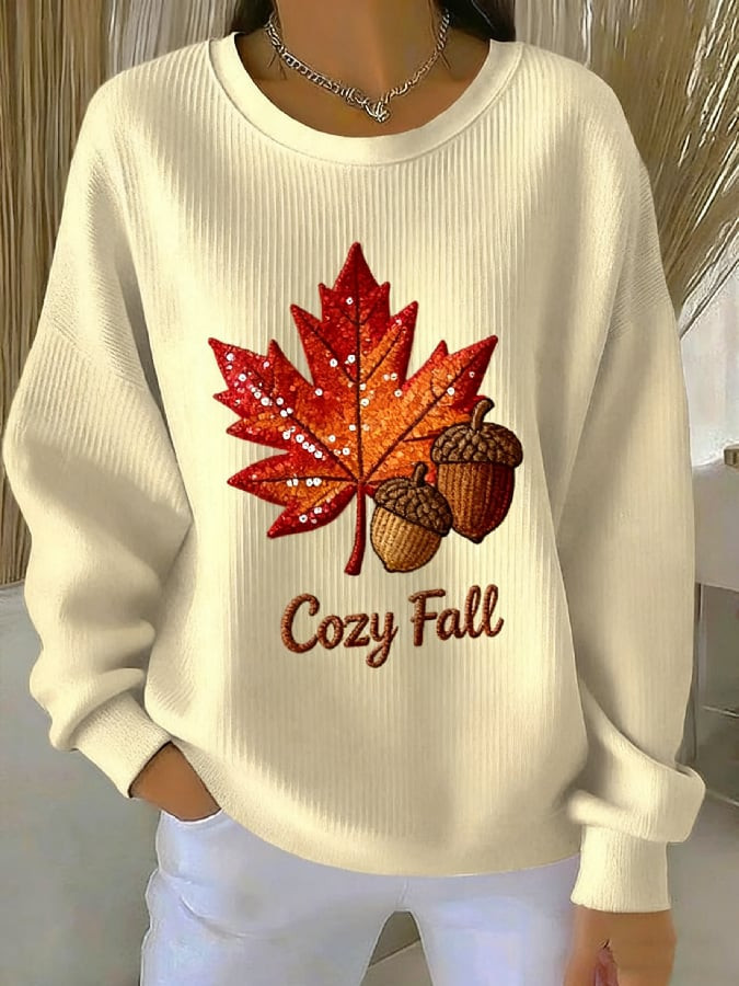 Cozy Fall Thanksgiving Sweatshirt Autumn Leaf Floral Apparel Best Gratitude Gifts