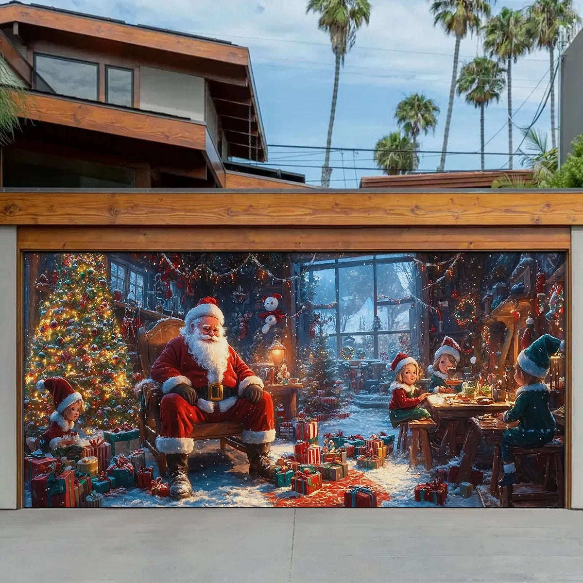 Cozy Festive Night Christmas Garage Door Banner Outside Decor Christmas Gifts For Friends