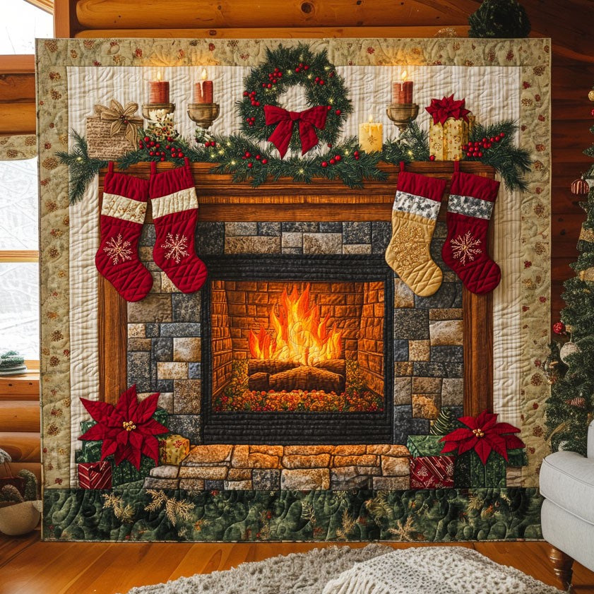 Cozy Fireplace Quilt Comfortable Microfiber Quilt Blanket for Everyday Use