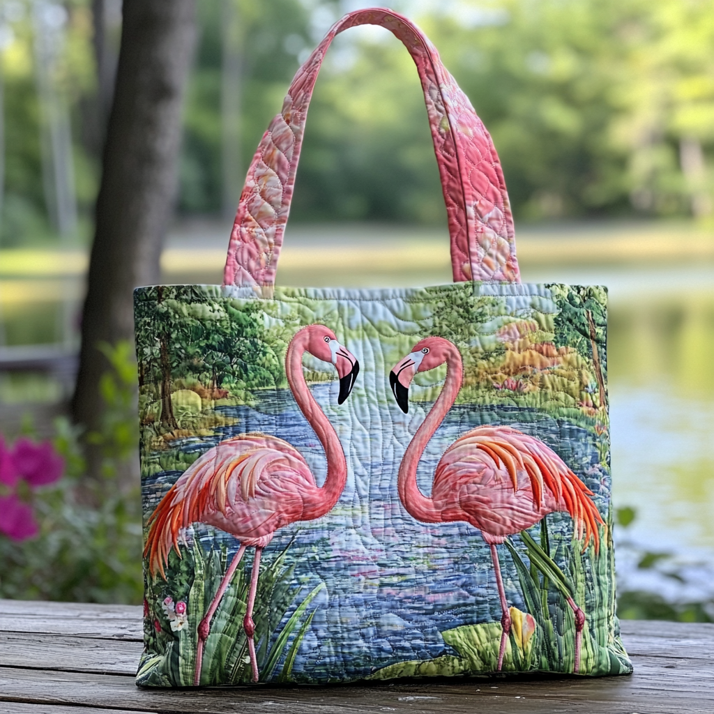 Cozy Flamingo Quilted Tote Bag Flamingo Gifts For Adults