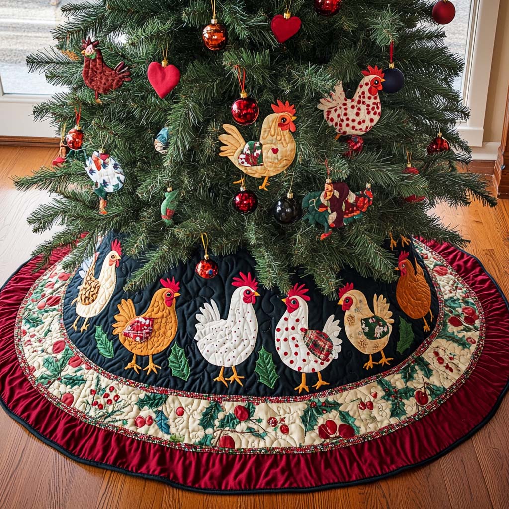 Cozy Flock Celebrations Christmas Quilted Tree Skirt Special Holiday Tree Skirt Gift for Newlyweds