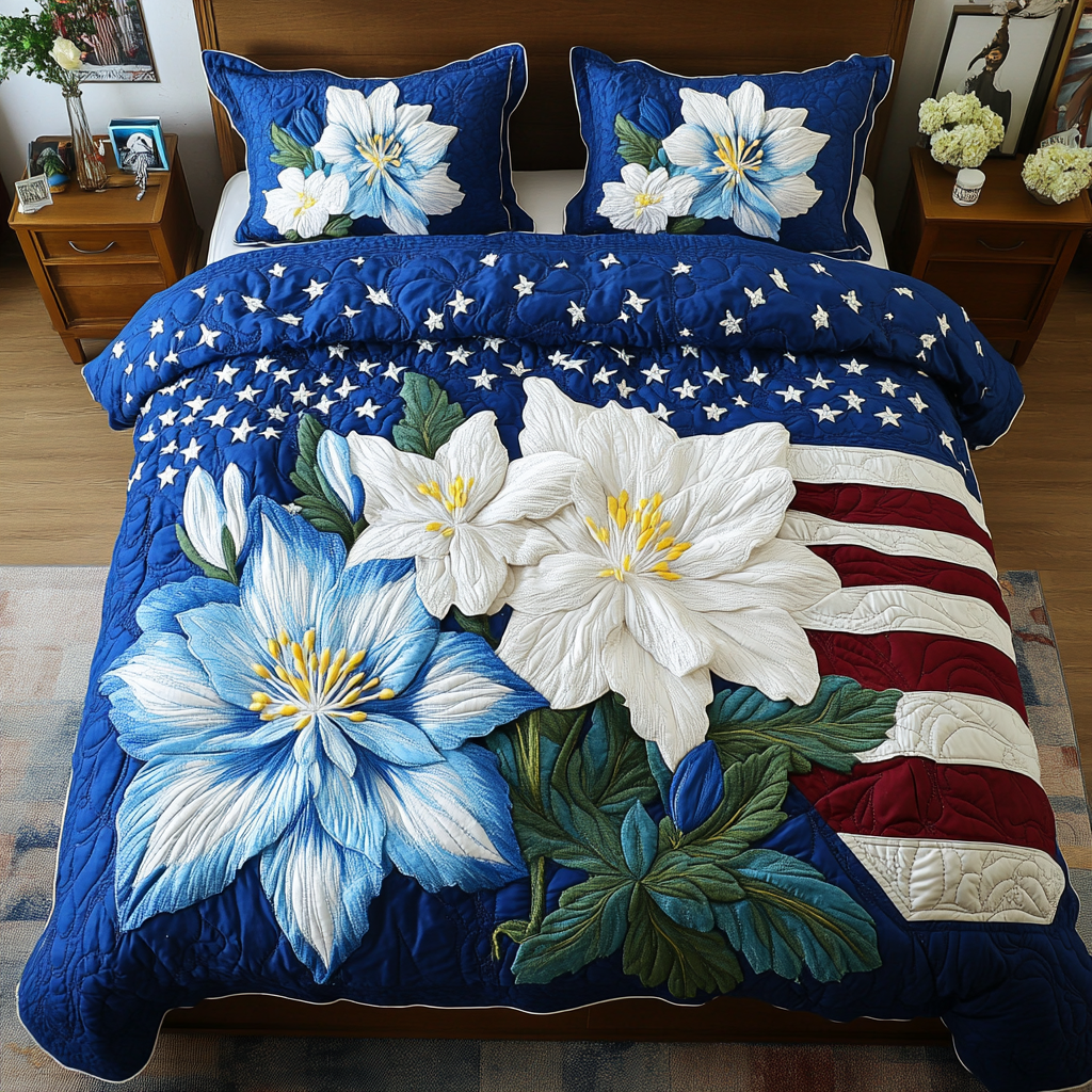 Cozy Flora Quilted Bedding Set Bed Decorations Patriotic Gift Ideas