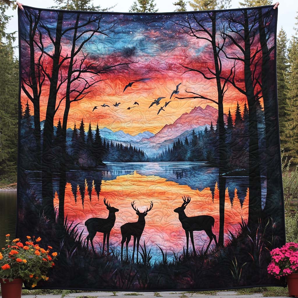 Cozy Forest Deer Quilted Blanket Best Couch Throw Blanket Unusual Deer Gifts Items