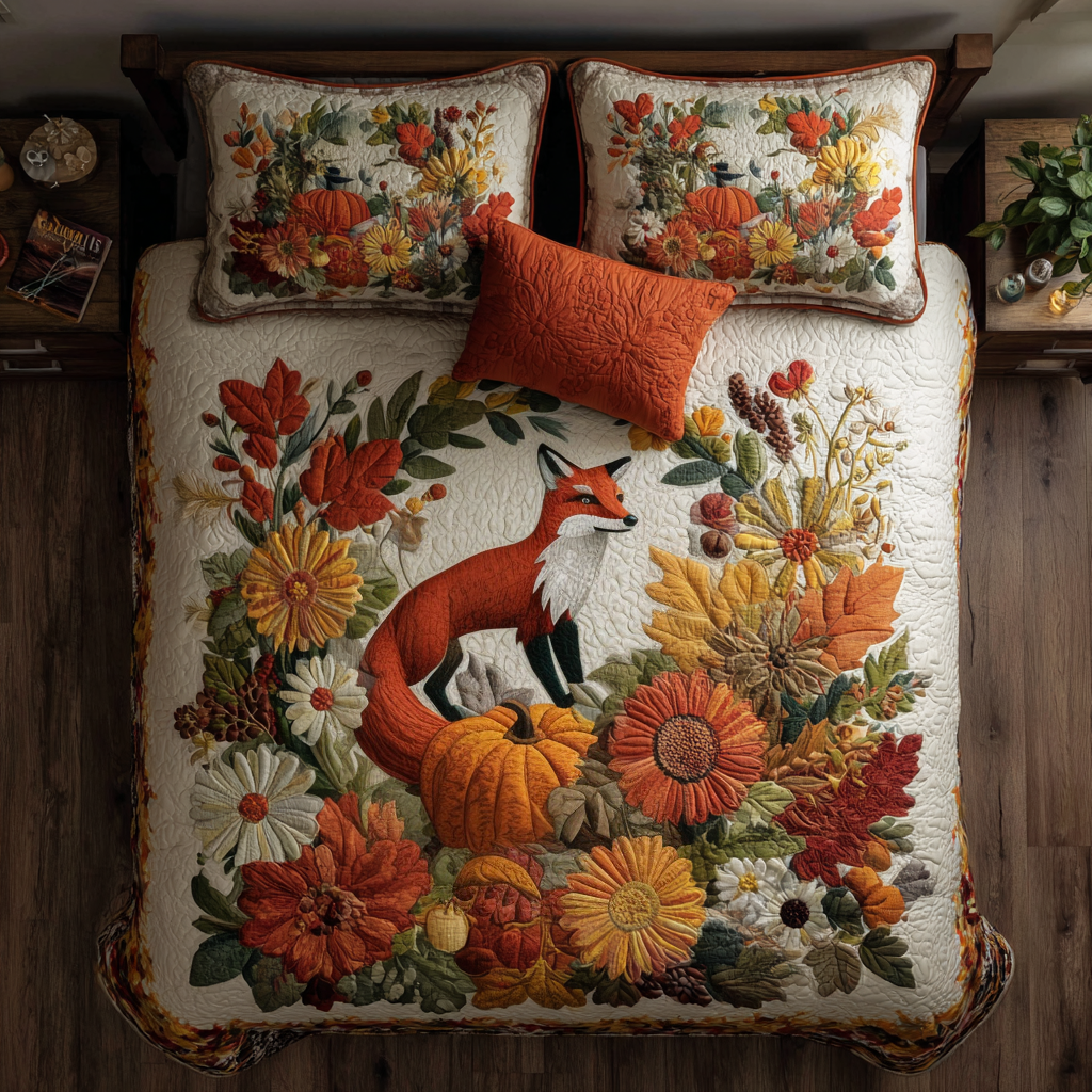 Cozy Fox Days Quilted Bedding Set Bed Decorations Fall Autumn Gifts For Him