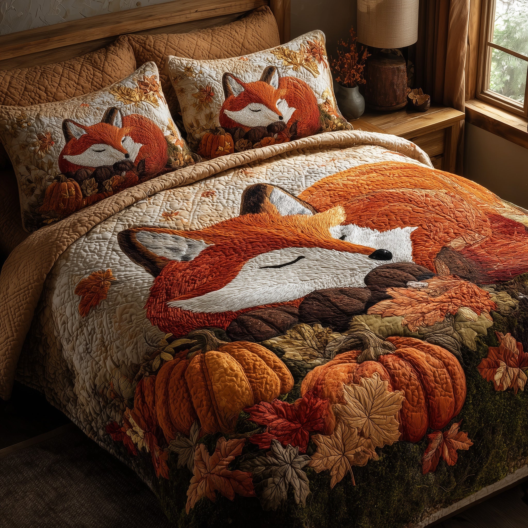 Cozy Fox Nest Quilted Bedding Set Duvet Cover Bedspread Fox Best Christmas Gifts