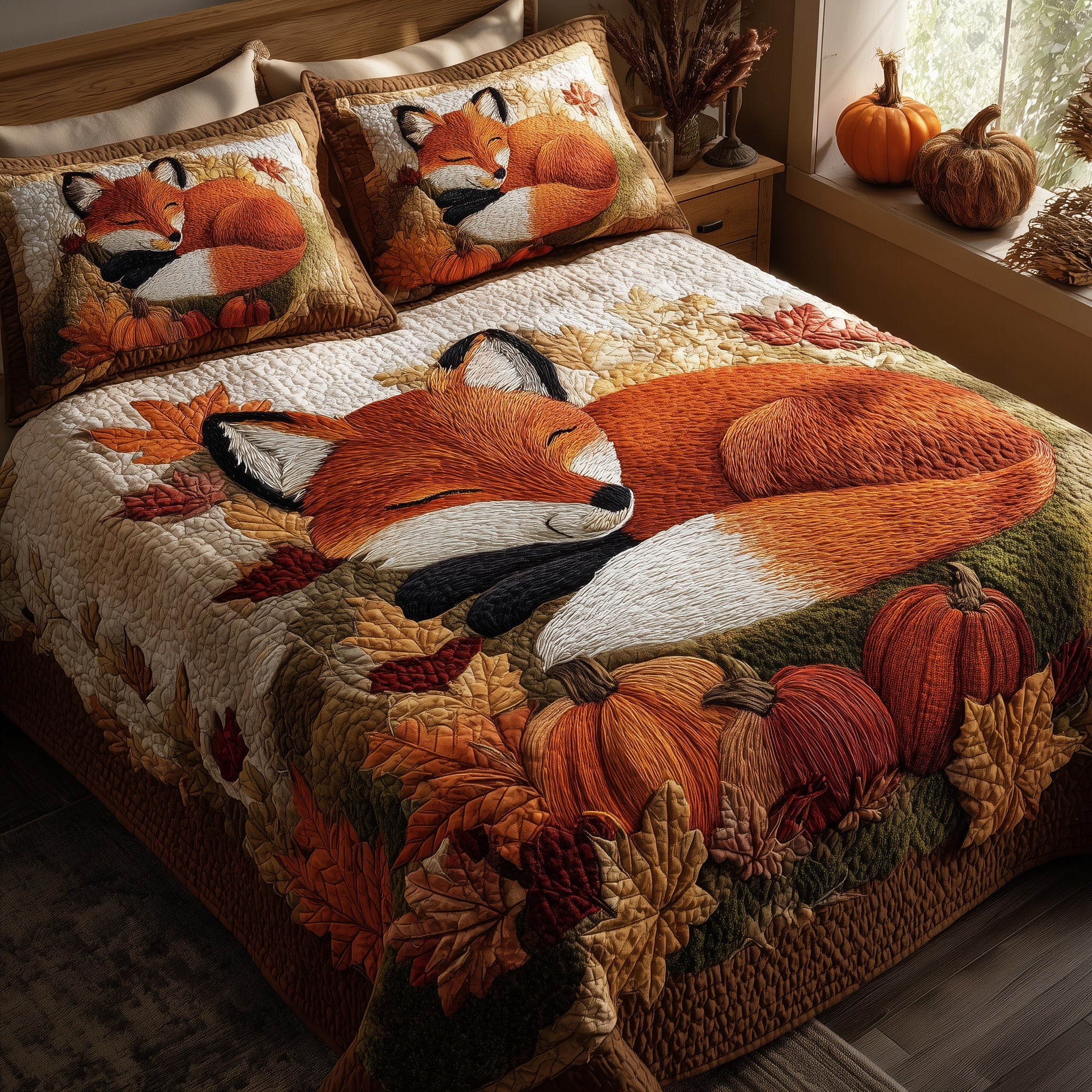 Cozy Fox Nest Quilted Bedding Set For Couples