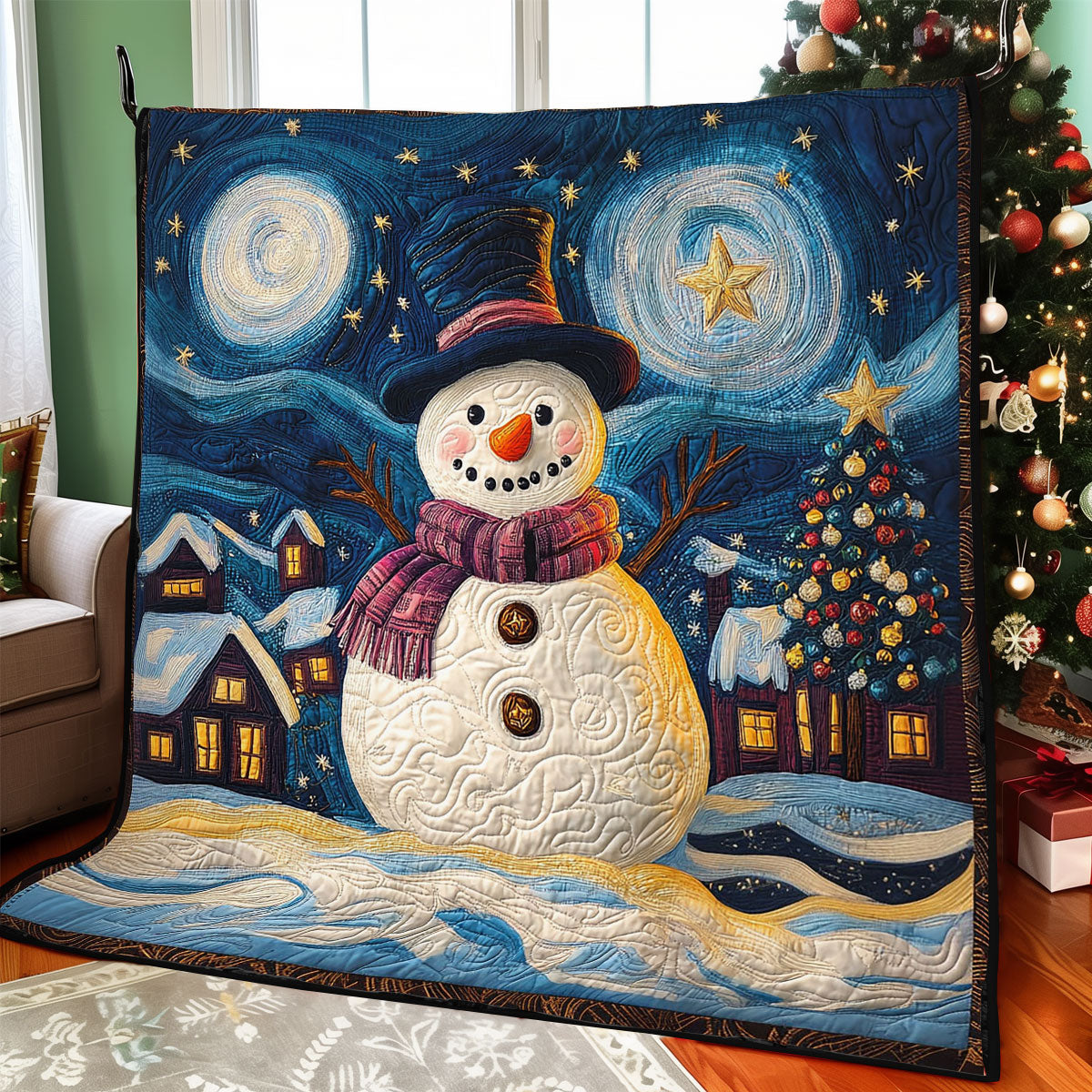 Cozy Frost Quilt Blanket Christmas Throws For Couch Secret Santa Gifts For Coworkers