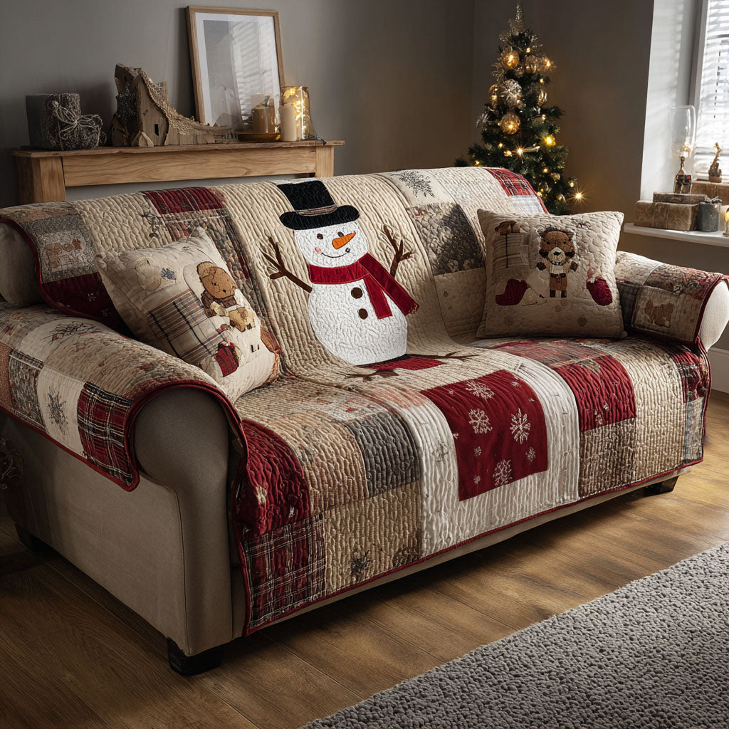 Cozy Frost Quilted Sofa Cover Winter Living Room Decor Family Holiday Gifts