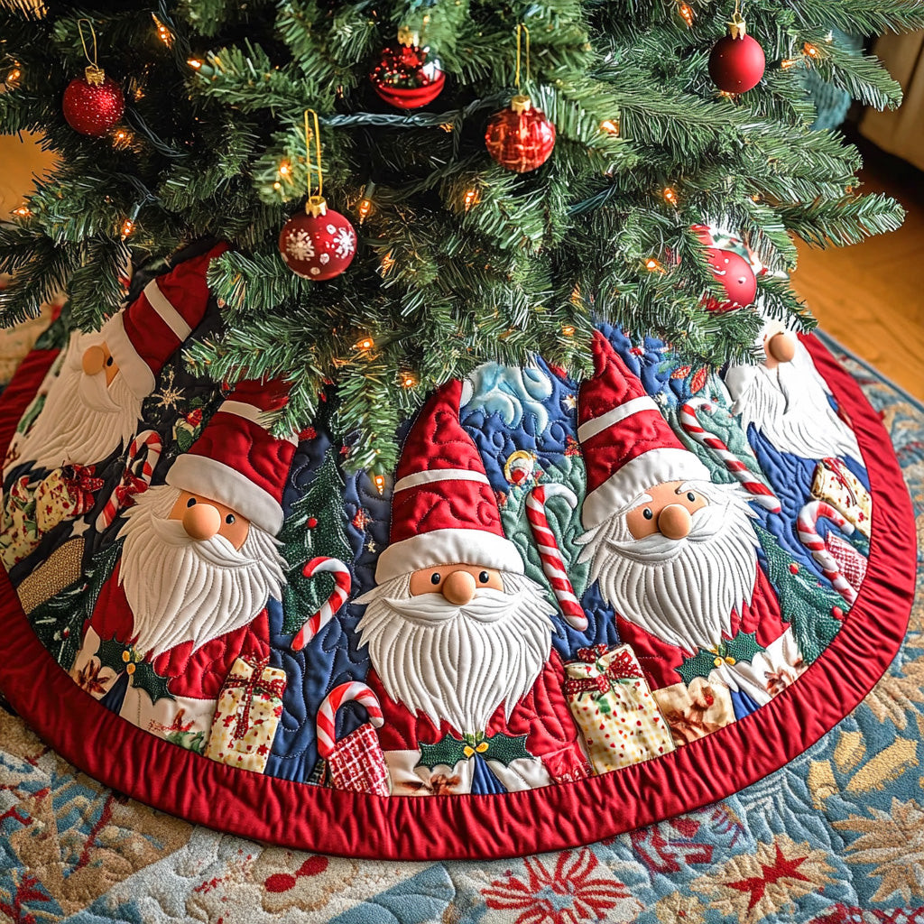 Cozy Gift Gnomes Christmas Quilted Tree Skirt Winter Decor Christmas Gifts For Gnome Lovers