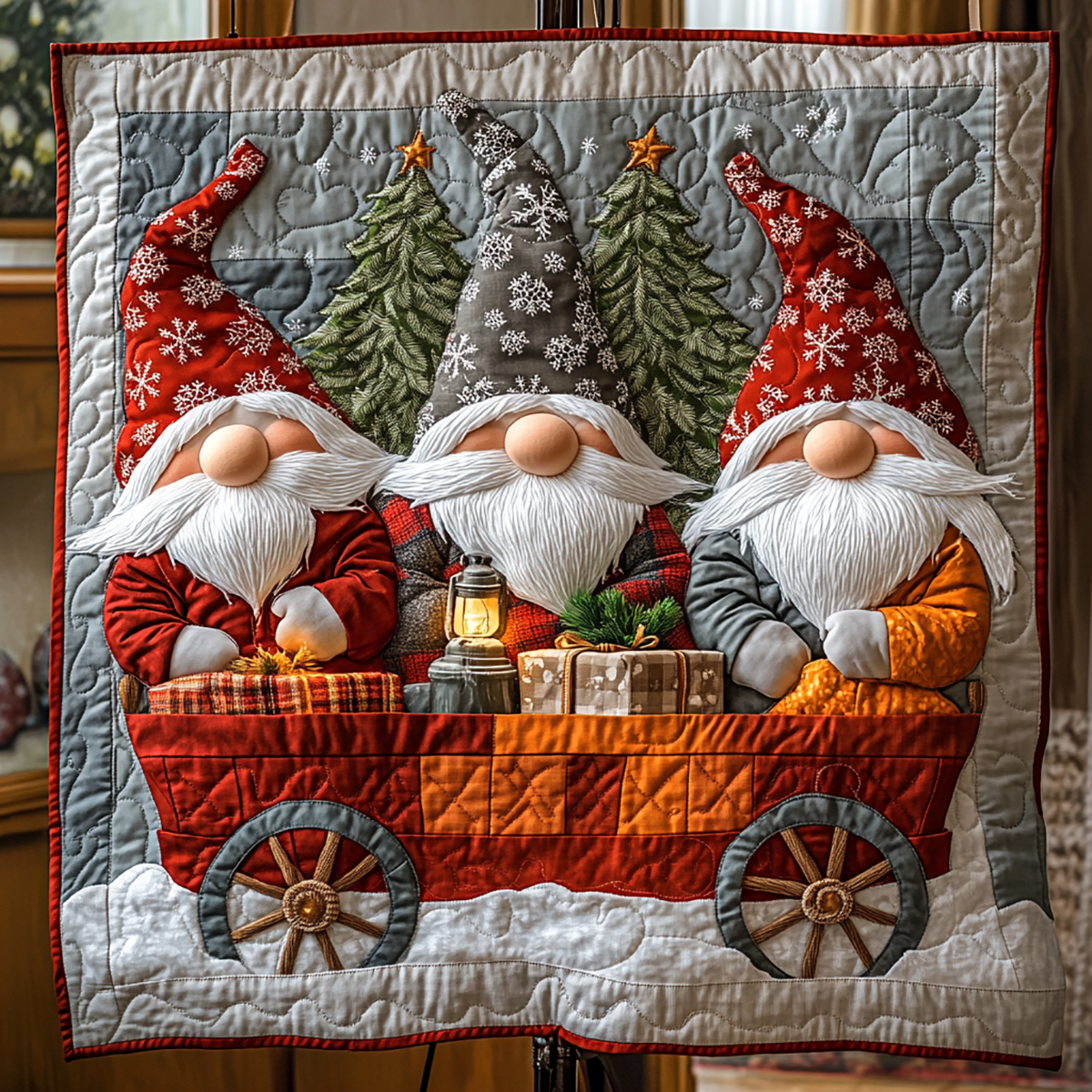 Cozy Gnome Christmas Quilt Blanket Christmas Throw Blanket Daughter Presents From Mum