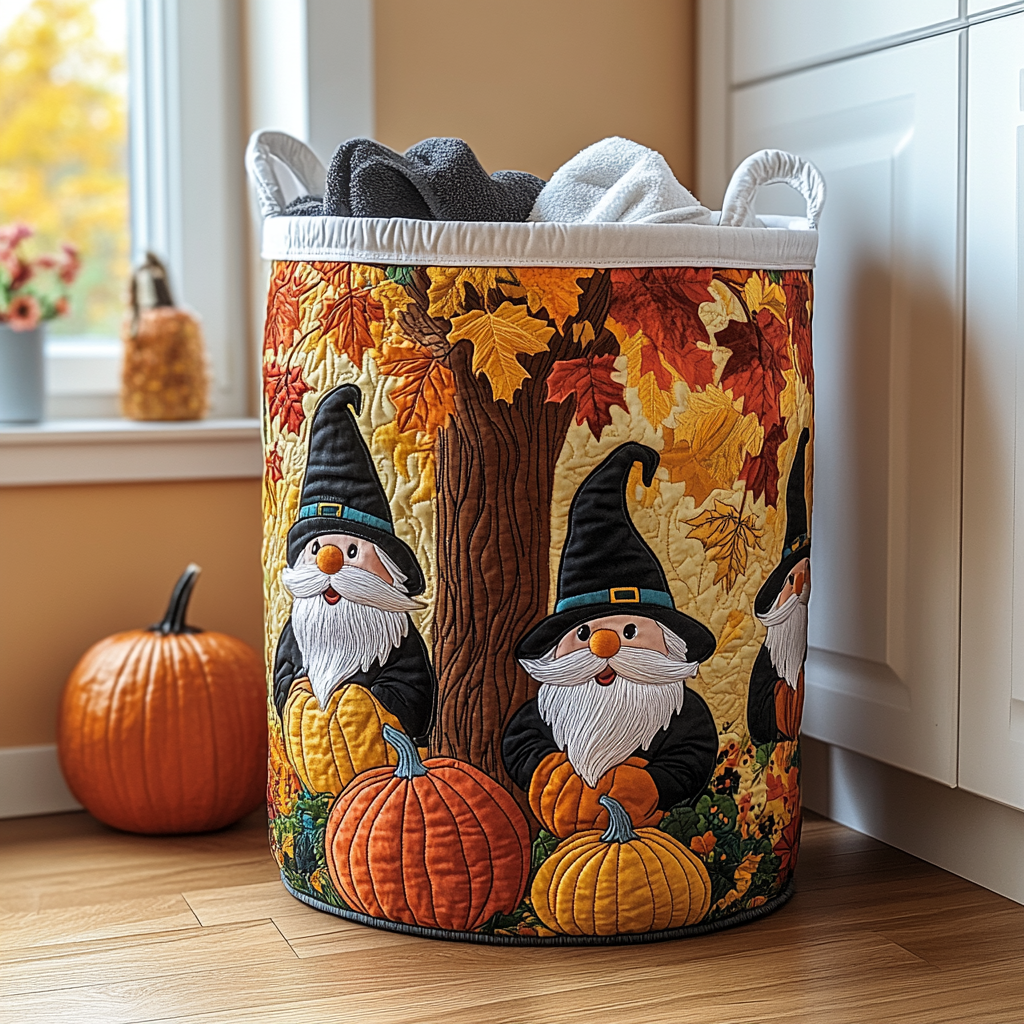 Cozy Gnome Quilted Laundry Basket Winter Merch Essentials