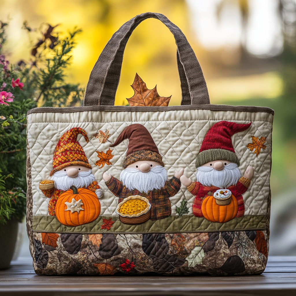 Cozy Gnome Quilted Tote Bag Cute Fall Gifts For Girlfriend