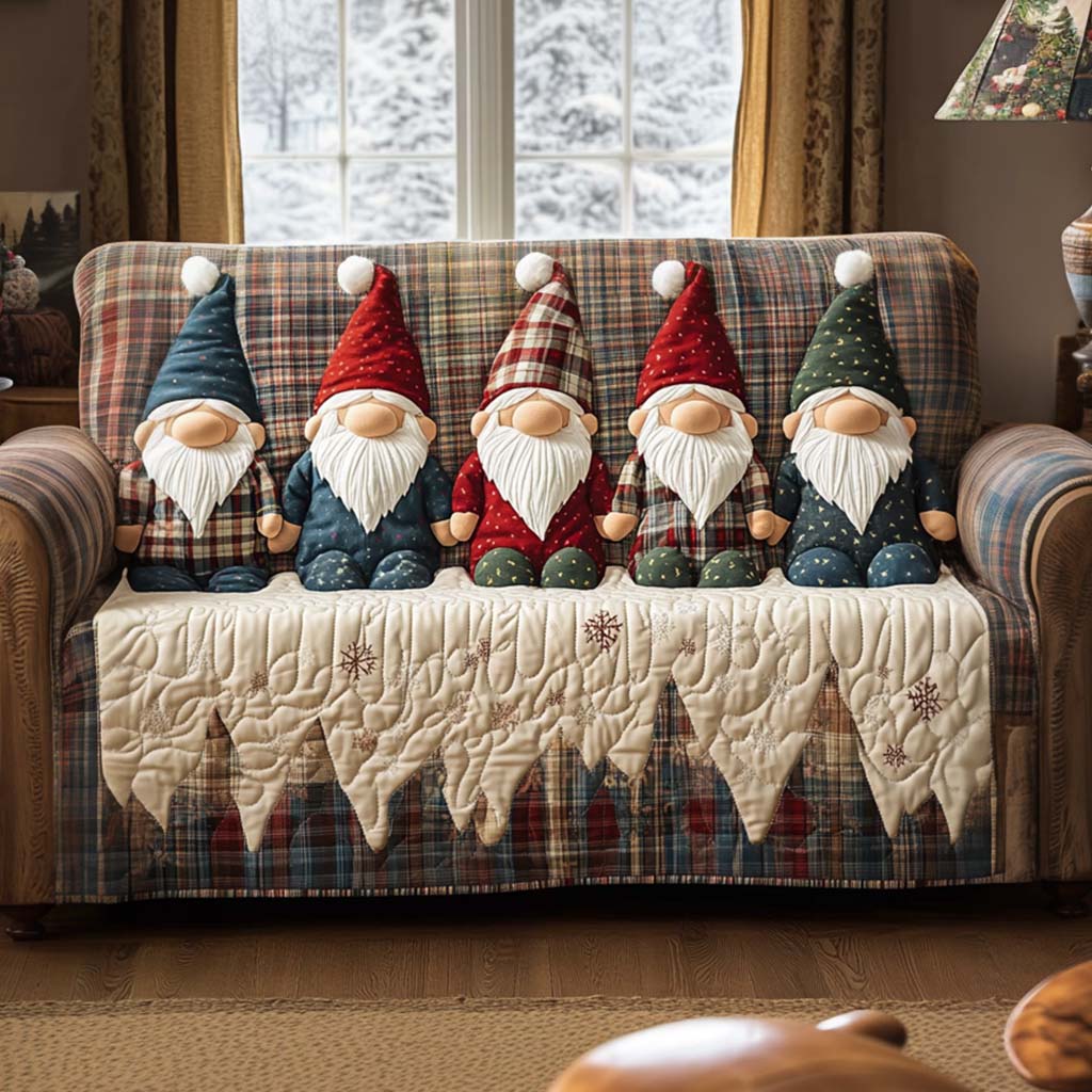 Cozy Gnomes Quilted Sofa Cover Holiday Living Decorations Christmas Gifts For Mom