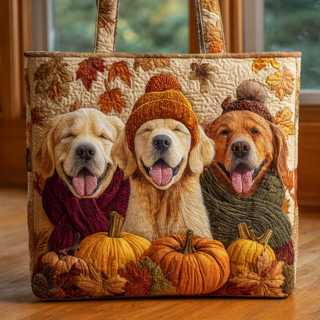 Cozy Golden Retriever Quilted Tote Bag Family Ideas For Christmas Gifts
