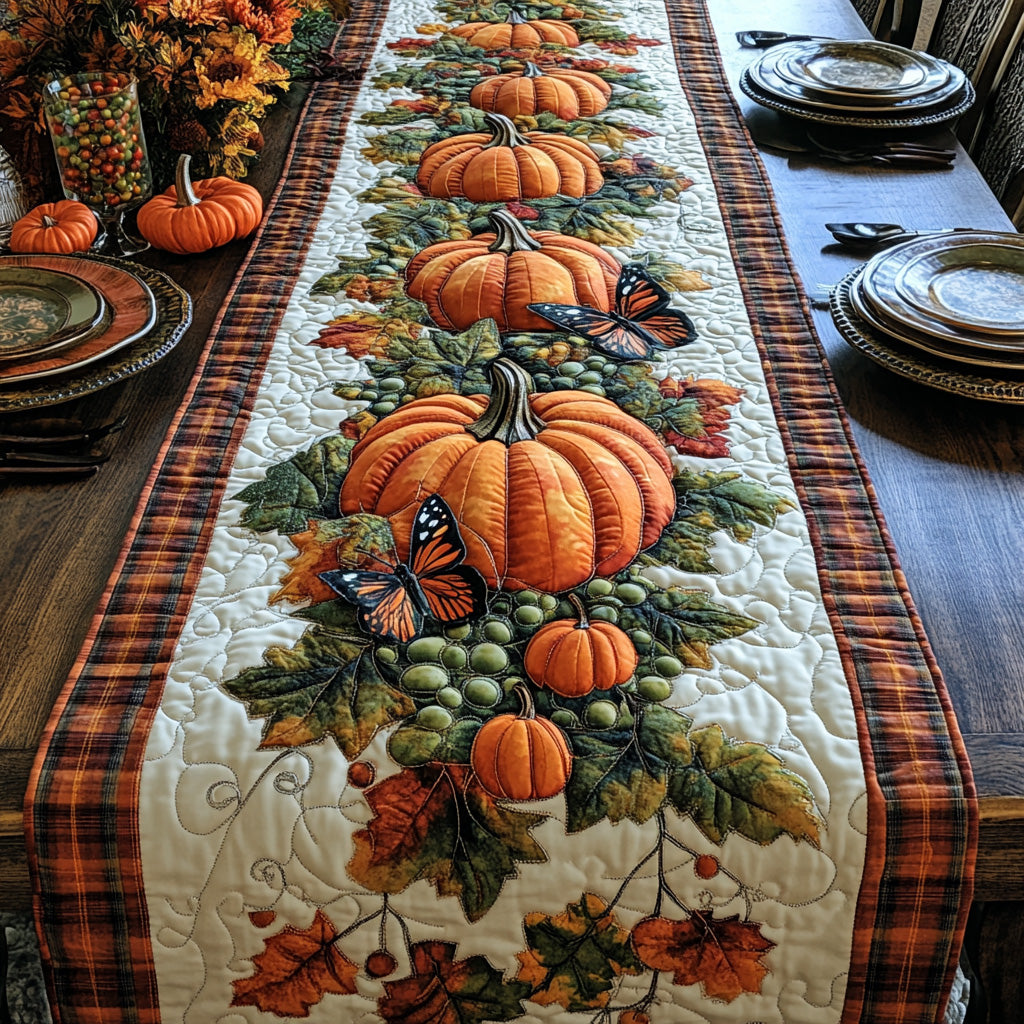 Cozy Gourd Quilted Table Runner Fall Table Toppers Gift Ideas For Friends