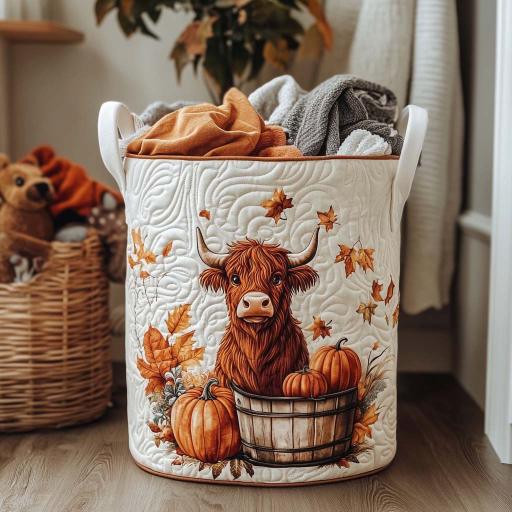 Cozy Highland Quilted Laundry Basket Creative Gift For Family