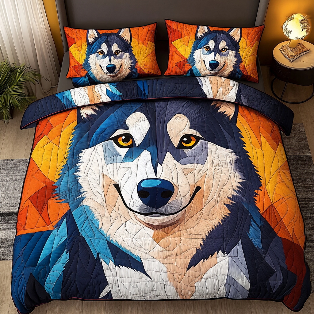 Cozy Husky Quilted Bedding Set Stylish Bed Sheet Set for Modern Home