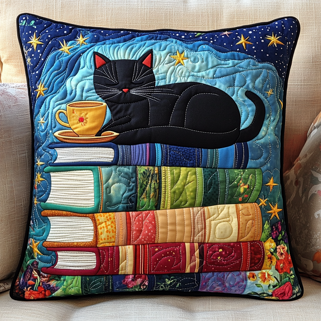Cozy Kitten Quilted Pillow Case Santa Christmas Pillow Cover