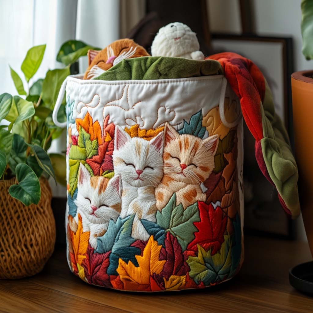 Cozy Kitty Quilted Laundry Basket Merch For Mom