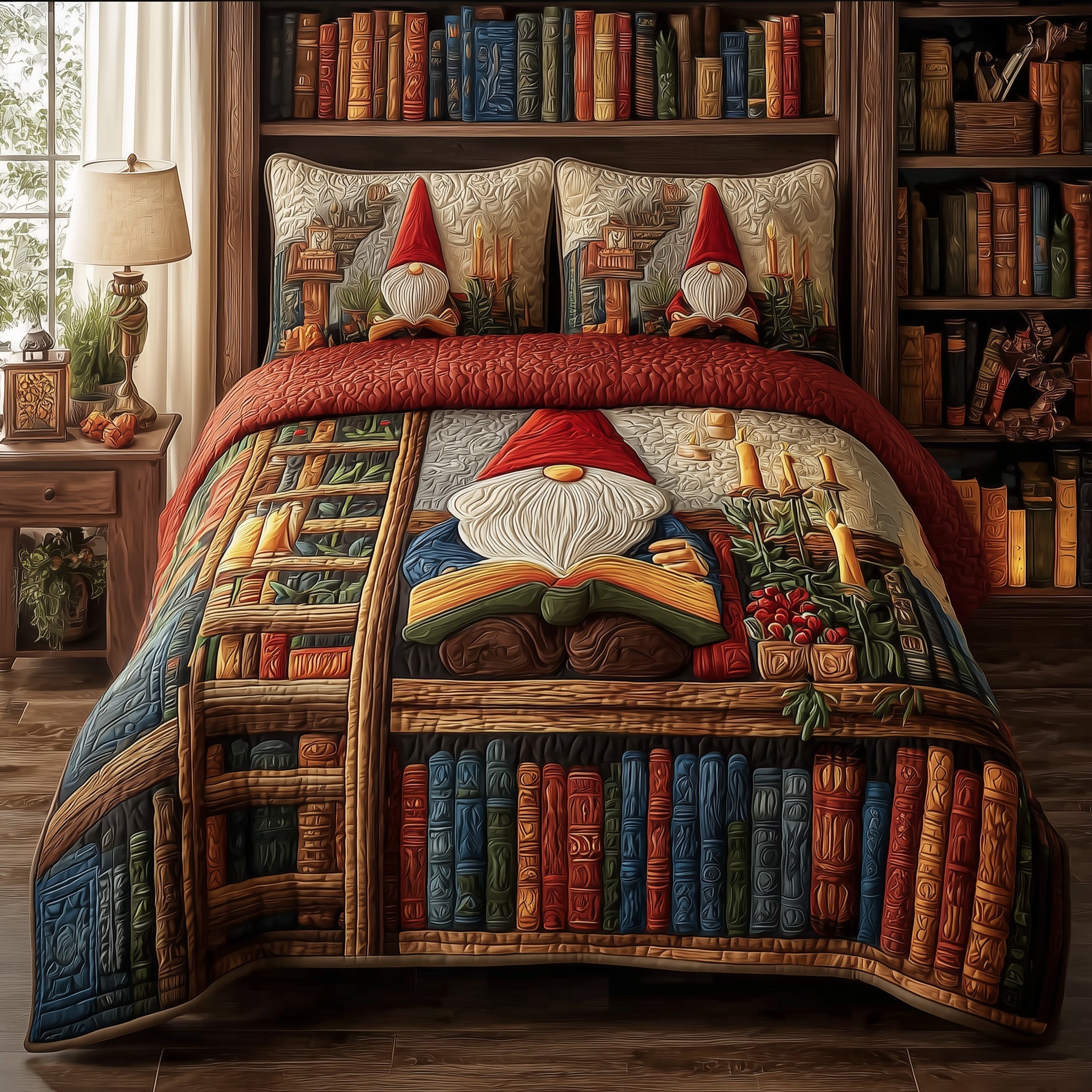 Cozy Library Quilted Bedding Set Duvet Cover Bedspread Best Unique Book Gifts