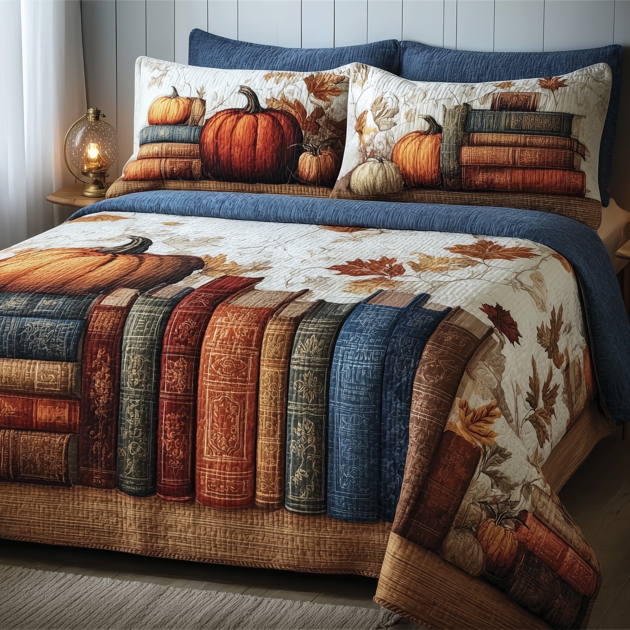 Cozy Library Quilted Bedding Set Duvet Cover Bedspread Book Themed Birthday Presents