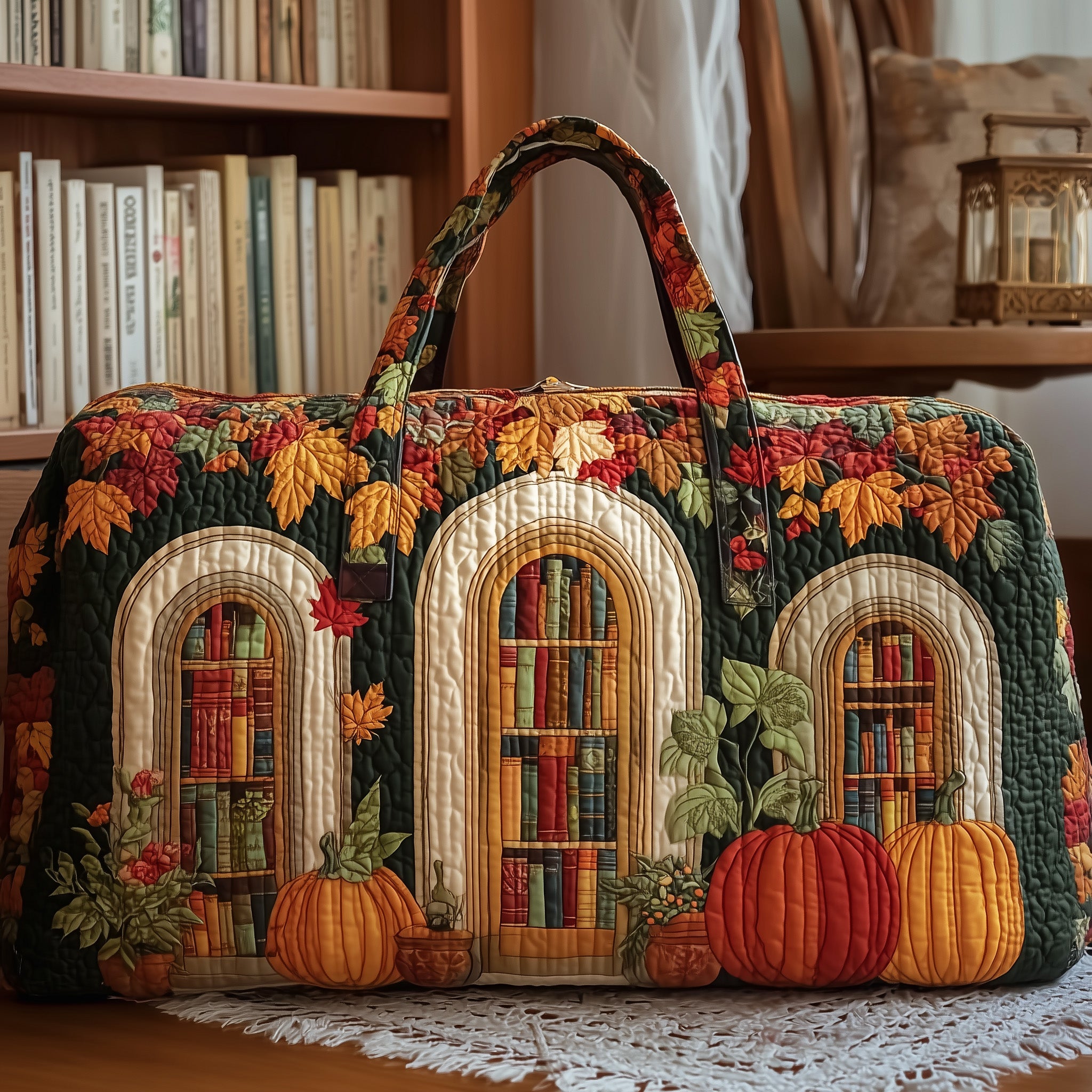 Cozy Library Quilted Duffle Bag Halloween Gift Idea