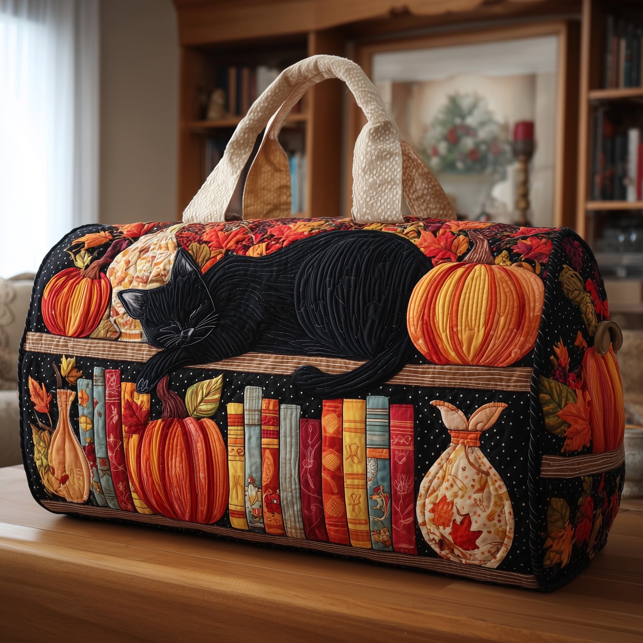 Cozy Library Quilted Duffle Bag Thanksgiving Gift Idea
