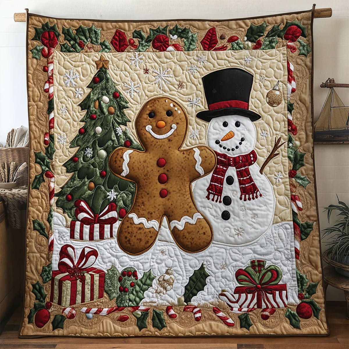 Cozy Lights Gingerbread Quilt Blanket Throw Blankets Best Christmas Gift Ideas