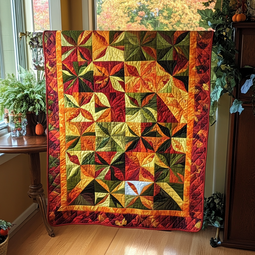 Cozy Maple Leaves Thanksgiving Quilted Blanket Autumn Gift Ideas