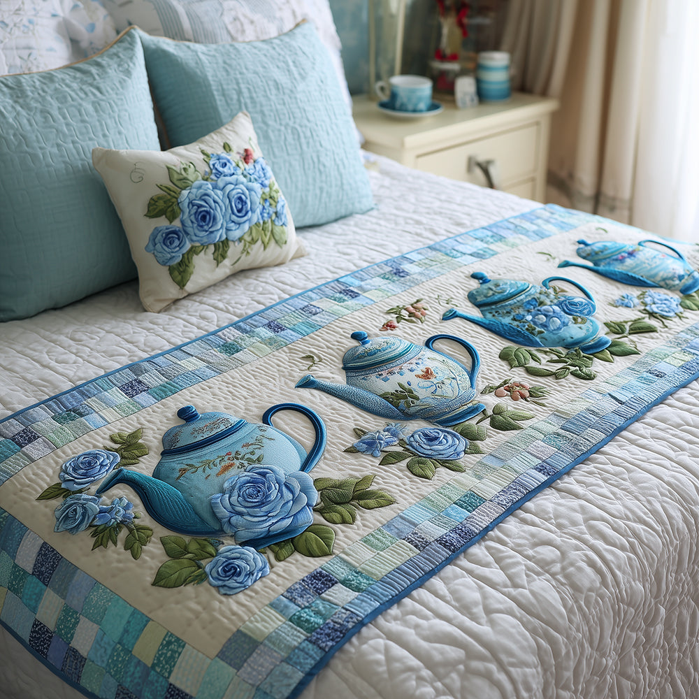 Cozy Morning Tea Quilted Bed Runner Bed Decorations Holiday Tea Gifts