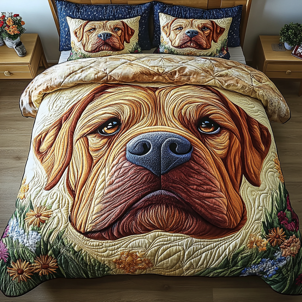 Cozy Muzzle Quilted Bedding Set Soft Bed Sheet and Pillowcase Set for Relaxing Nights