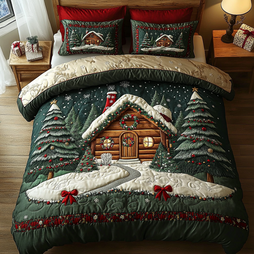 Cozy Night Quilted Bedding Set Holiday Duvet Cover Set Mother In Law Christmas Gift
