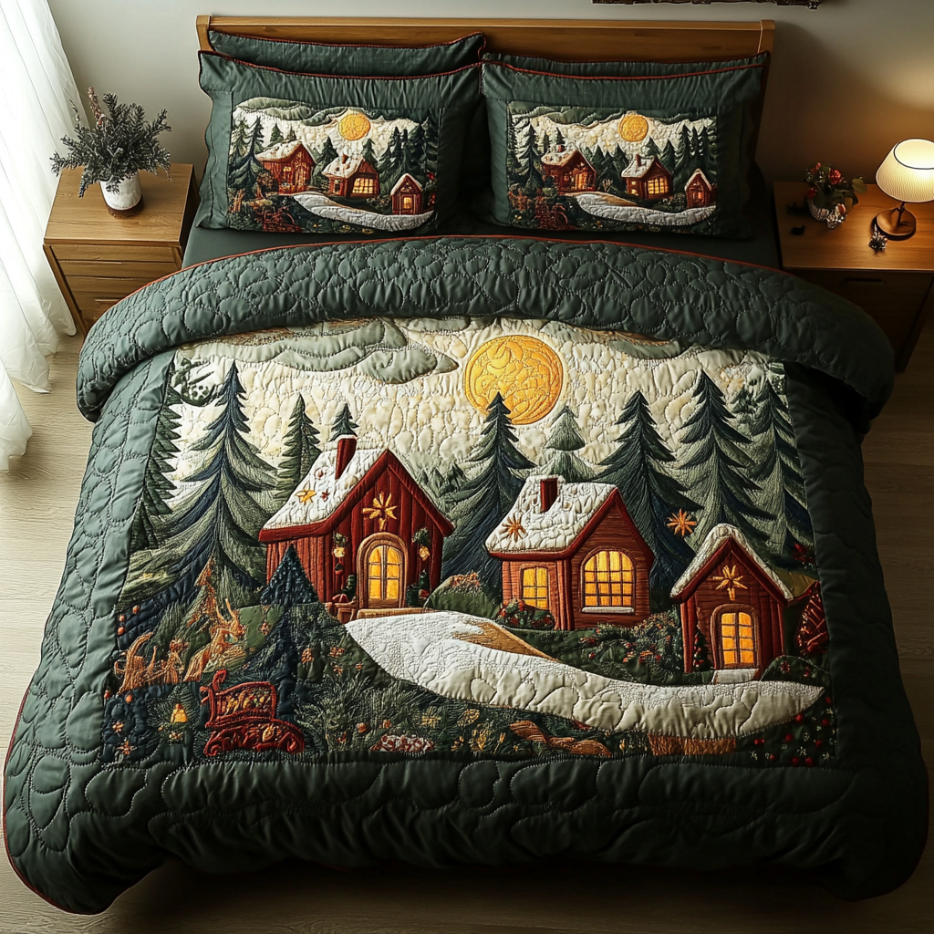 Cozy Night Quilted Bedding Set Xmas Duvet Sets Christmas Gifts For Coworkers