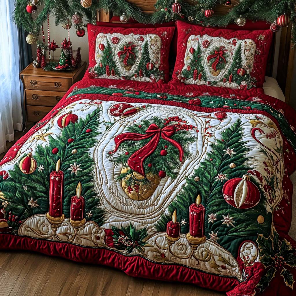 Cozy Noel Quilted Bedding Set Twin Duvet Covers Holiday Surprise For Grandfather