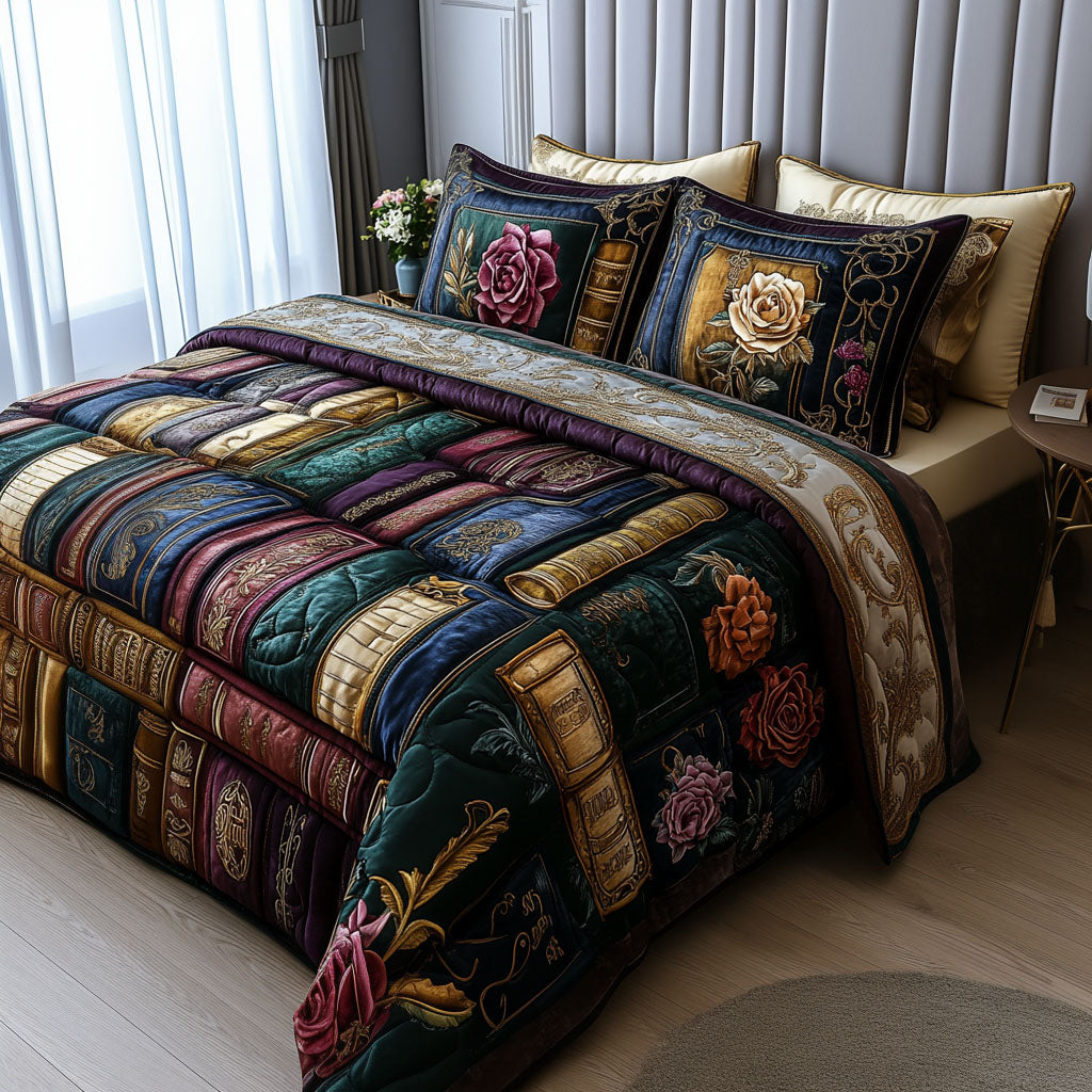 Cozy Novel Nights Quilted Bedding Set Bedroom Decorations Good Gifts For Readers