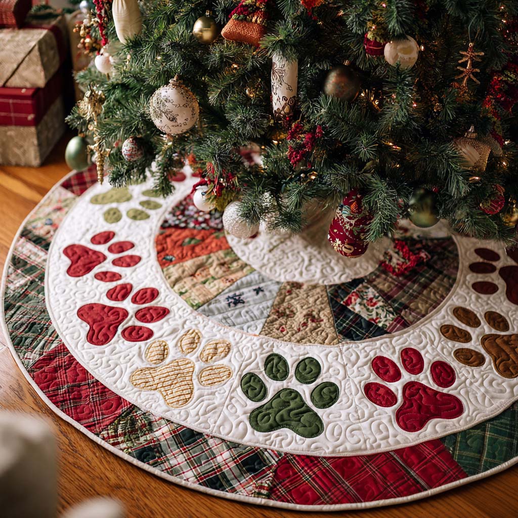 Cozy Paw Christmas Quilted Tree Skirt Cozy Holiday Tree Skirt to Brighten Your Home