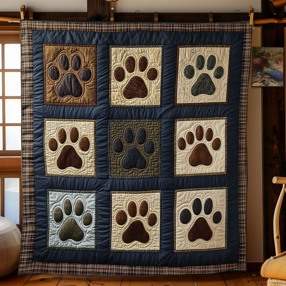 Cozy Paw Dog Quilt Blanket Throw Blankets For Couch Brother To Sister Christmas Gifts