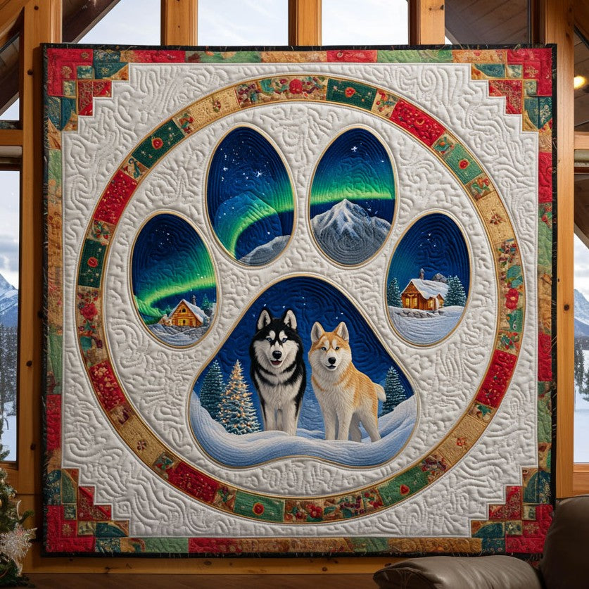 Cozy Paw Quilt Blanket Sofa Throws Christmas Gifts For Husky Lover