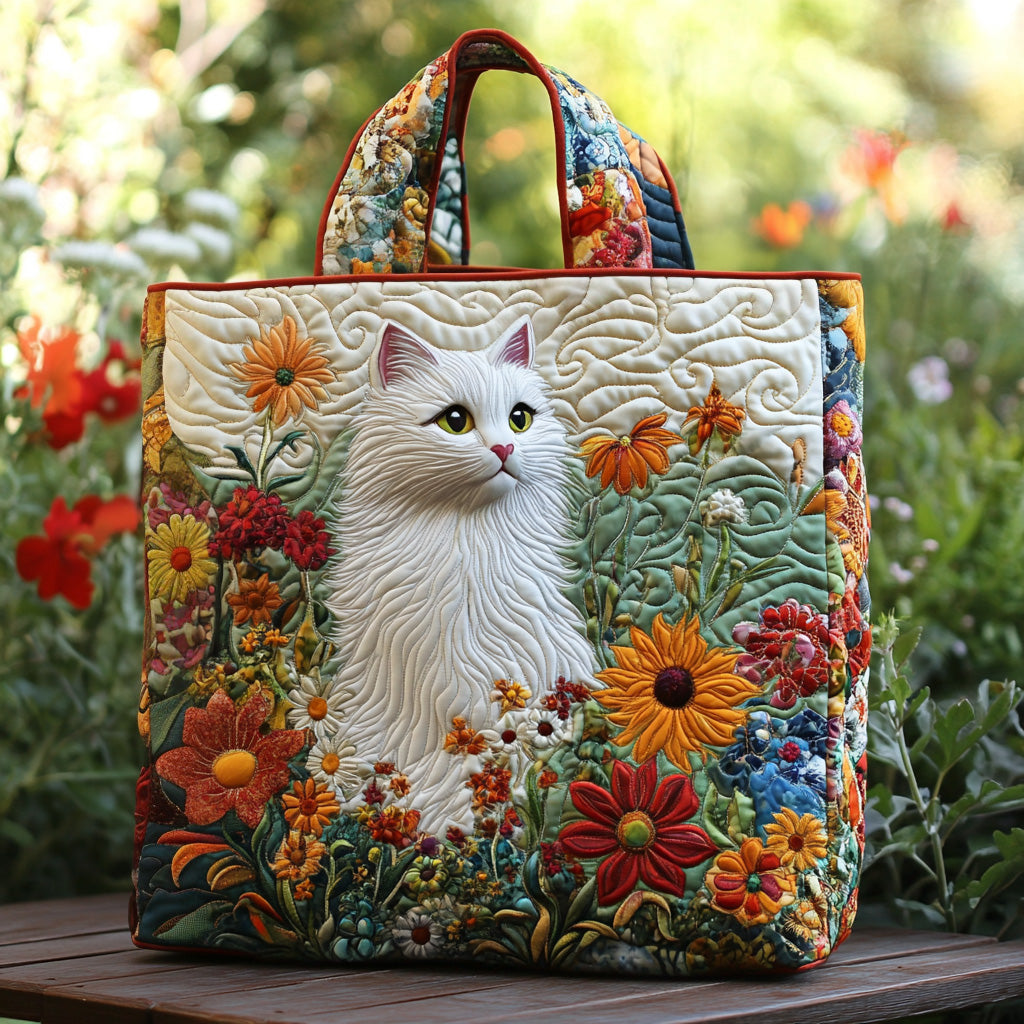 Cozy Pawprints Quilted Tote Bag Present For Someone Who Loves Cats