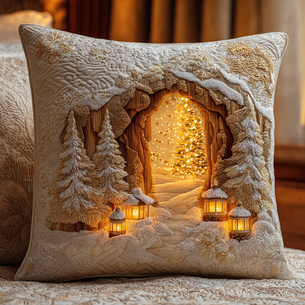 Cozy Pine Depth Quilted Pillow Case Christmas Pillow Covers Best Xmas Gifts For Wife