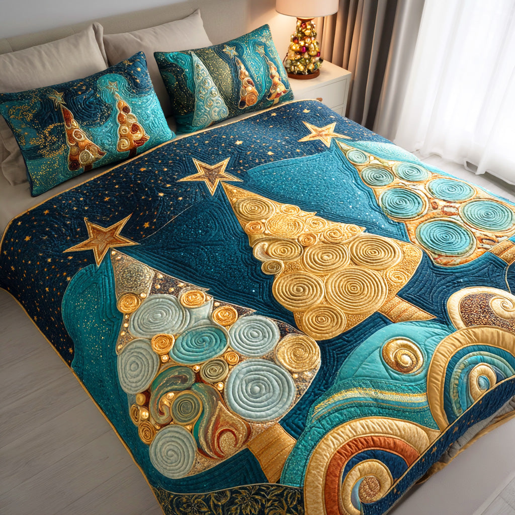 Cozy Pine Dreams Quilted Bedding Set Premium Comforter Set for Restful Nights