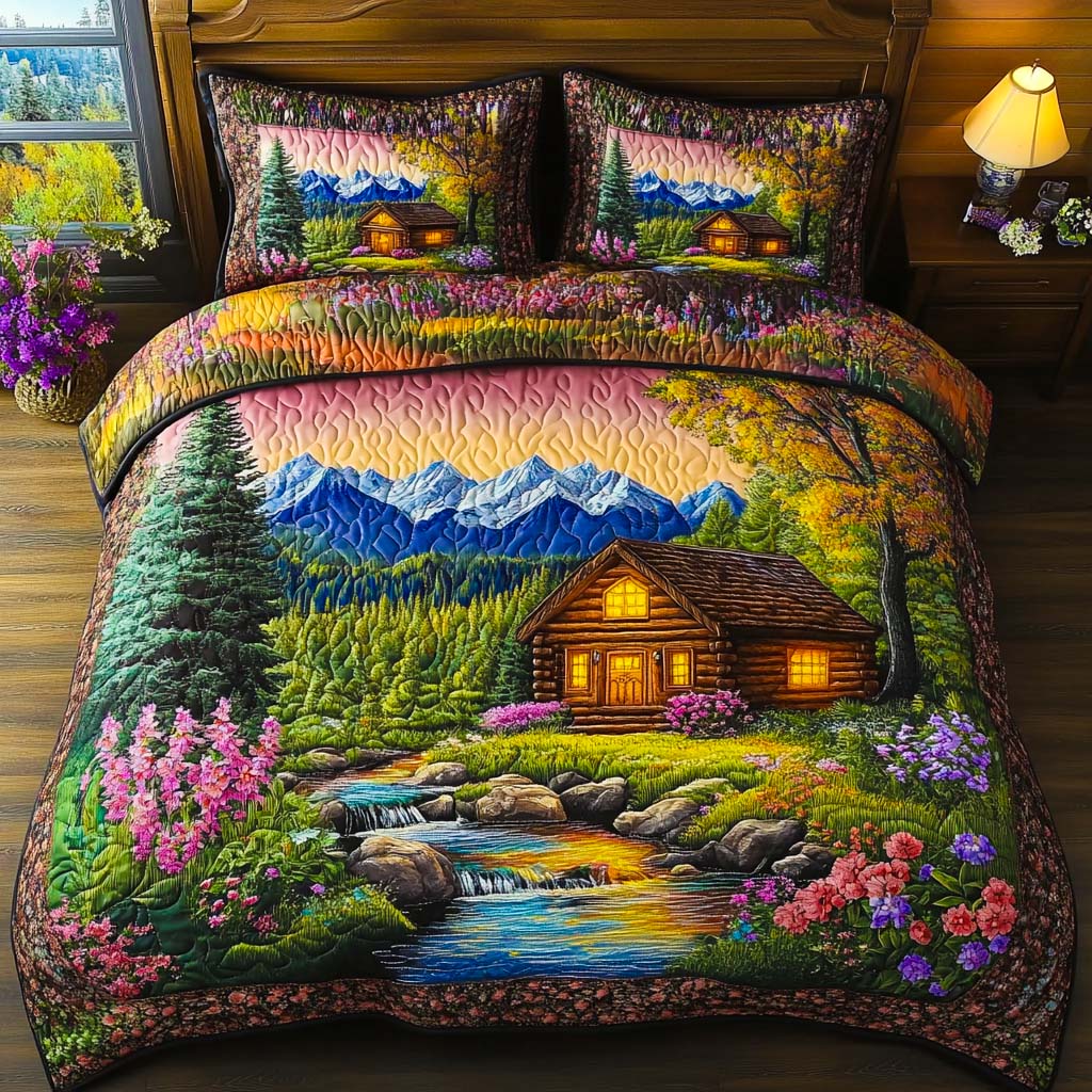 Cozy Pine Haven Quilted Bedding Set Bed Room Decoration Christmas Gifts For Husband