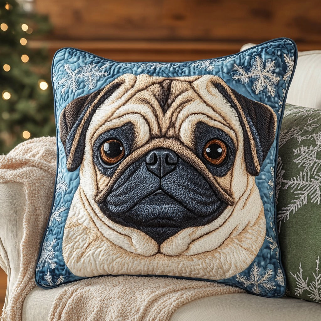 Cozy Pug Quilt Pillow Case Classic White Pillow Case for Hotel-Like Clean Look