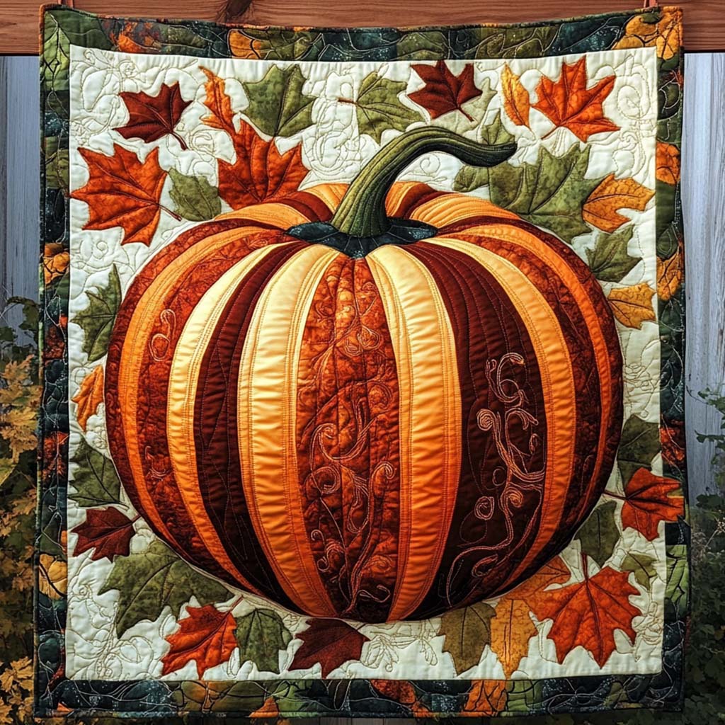 Cozy Pumpkin Quilted Blanket Cozy Fall Gift Ideas