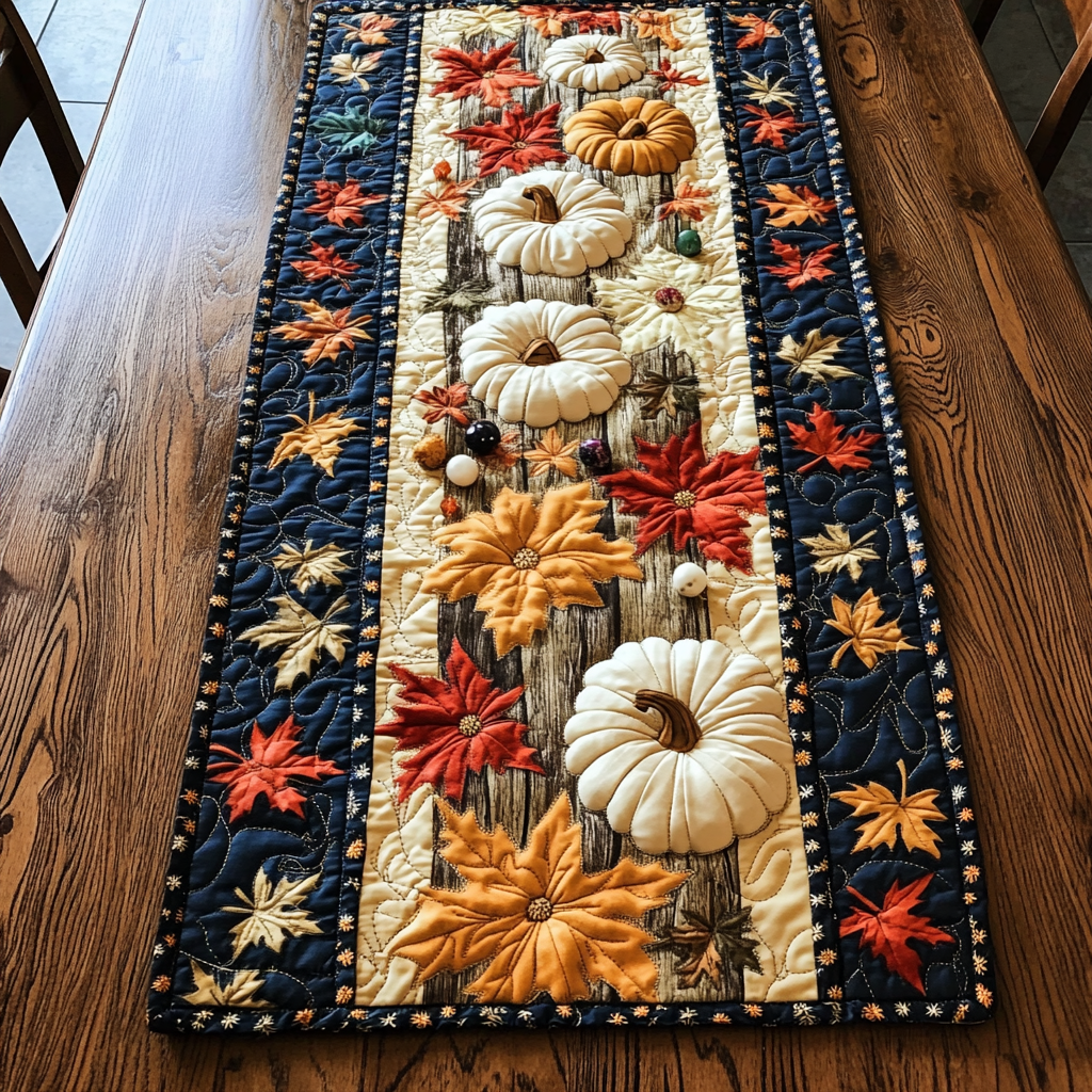 Cozy Pumpkin Quilted Table Runner Fall Table Runner Gift Ideas For Friends
