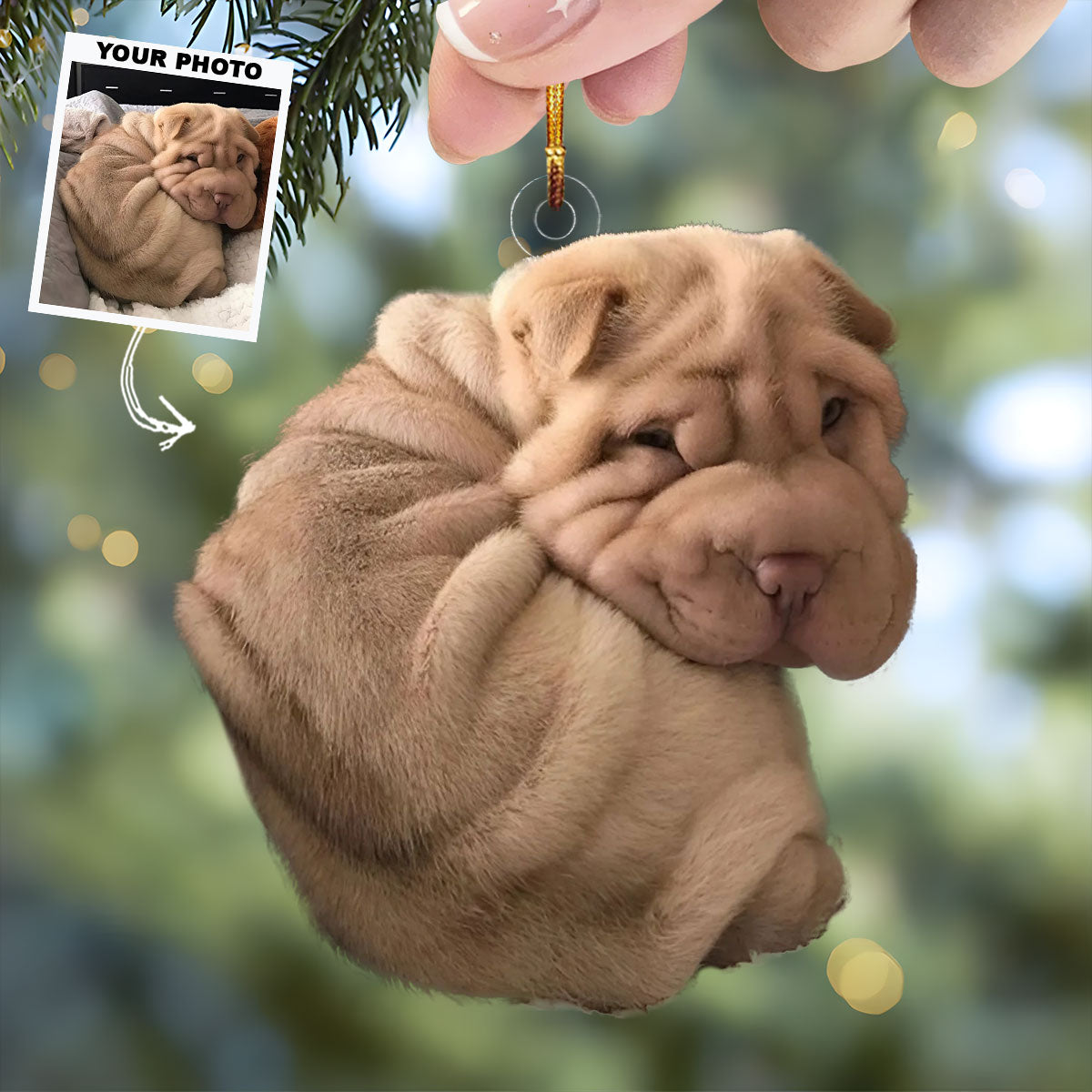 Cozy Puppy Personalized Photo Mica Ornament Christmas Gift For Dog Lovers Dog Owners