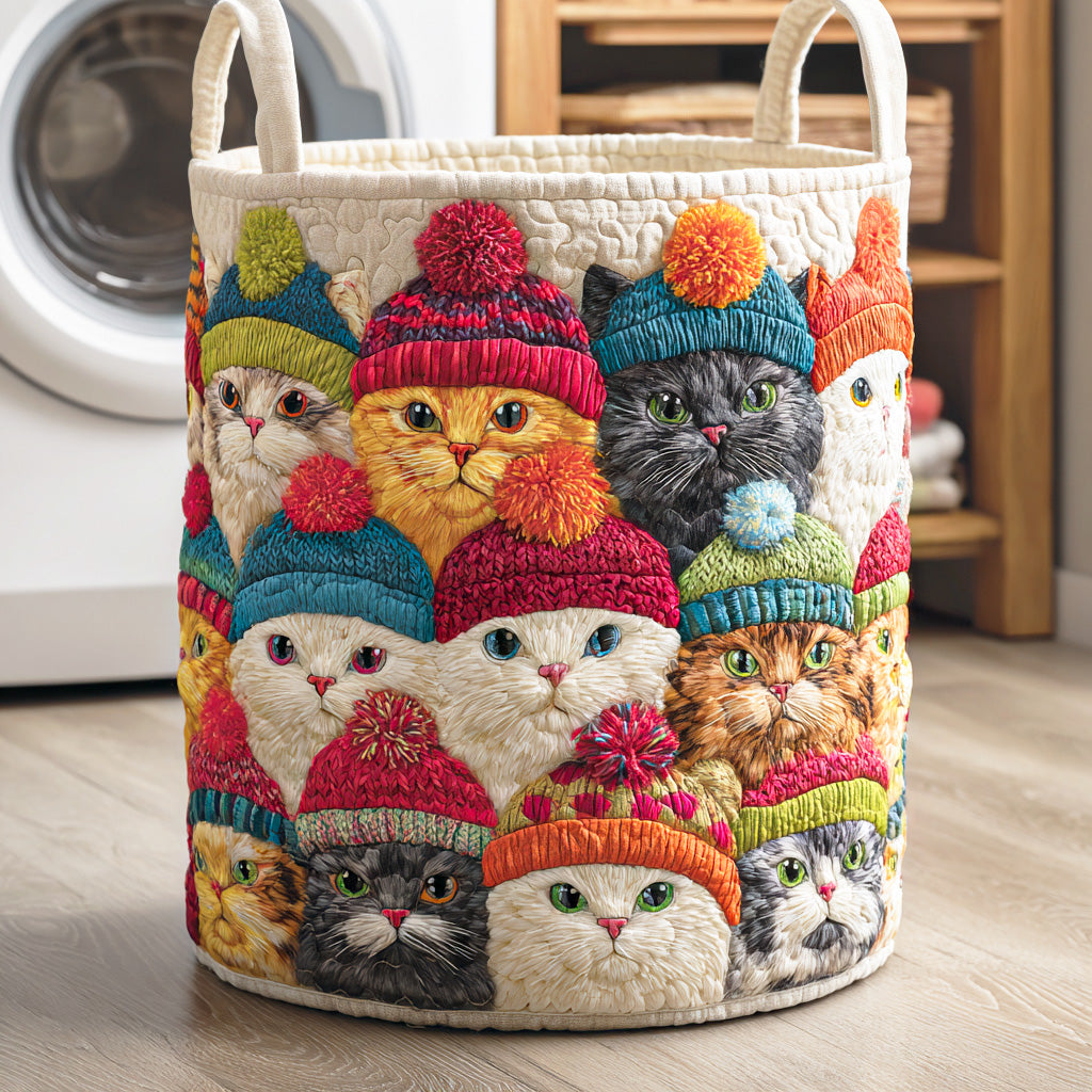 Cozy Purrland Quilted Laundry Basket Beautiful Quilted Laundry Hamper Gift for Any Occasion