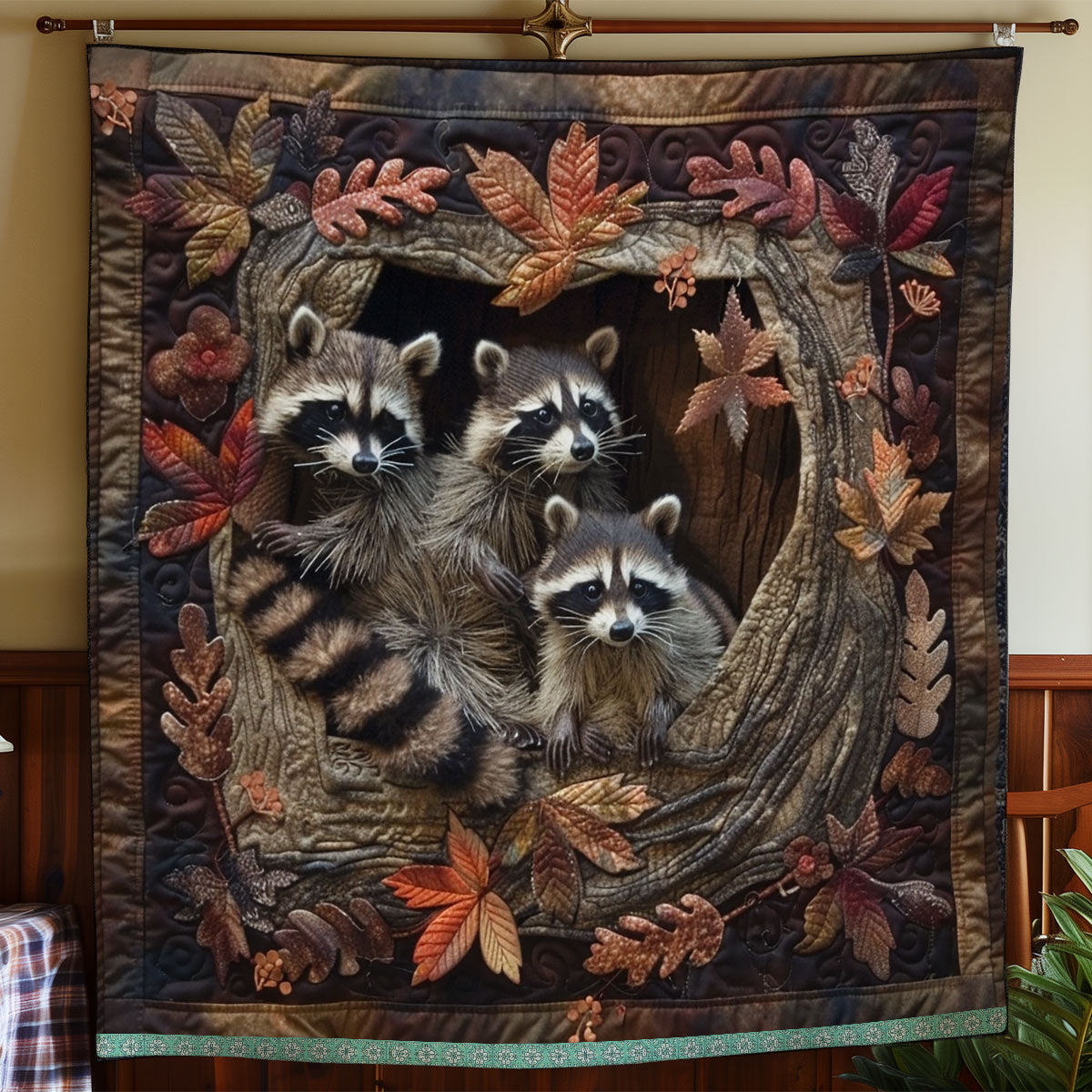 Cozy Raccoons Den Quilt Blanket Christmas Throw Blanket Best Christmas Gifts For Mom