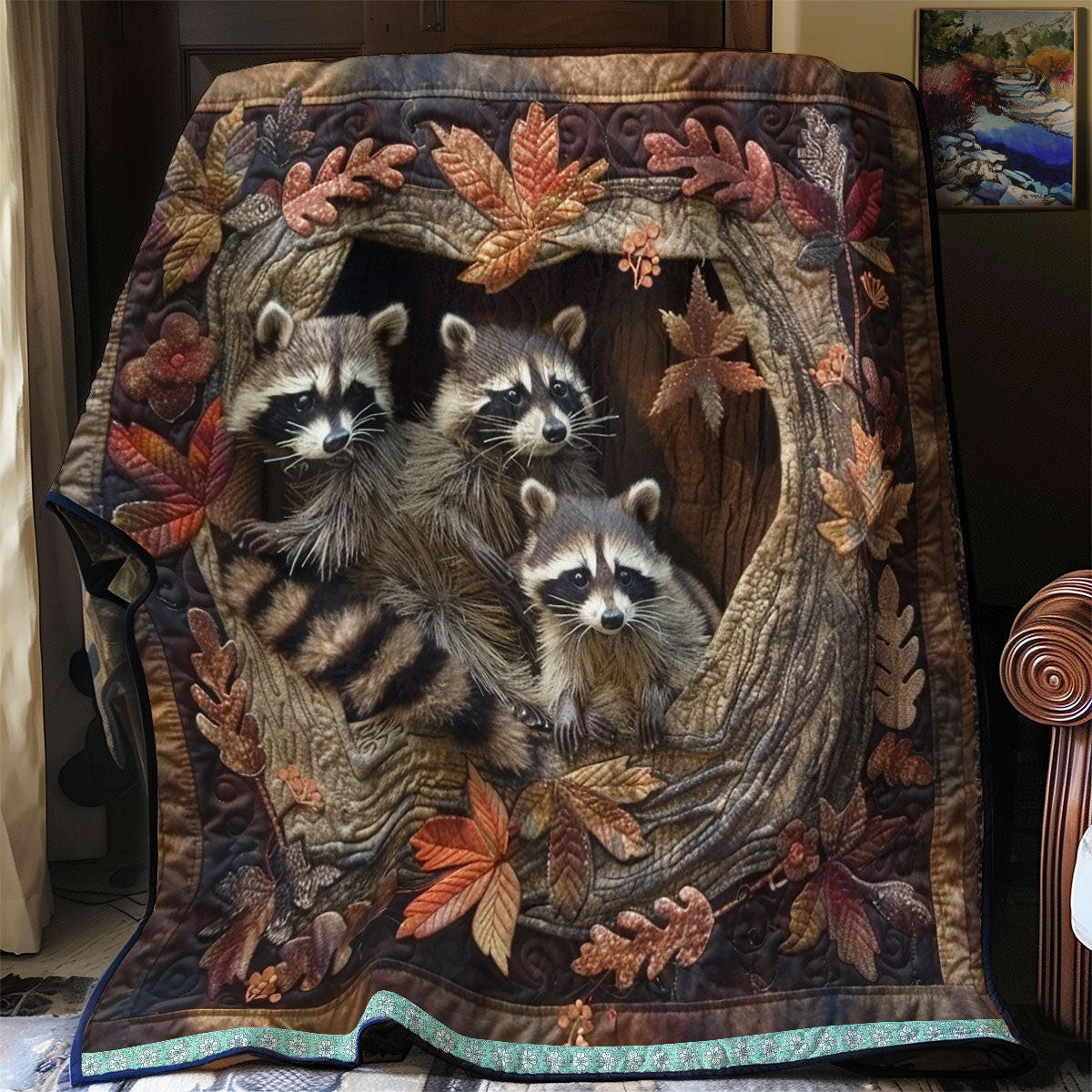 Cozy Raccoons Den Quilt Blanket Soft Throw Blanket Gifts For Father's Day From Wife