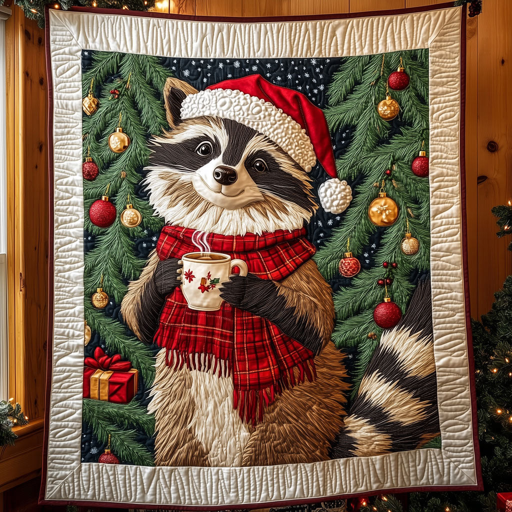 Cozy Racoon With A Festive Spirit Quilt Classic Quilt Blanket for Cozy and Warm Nights